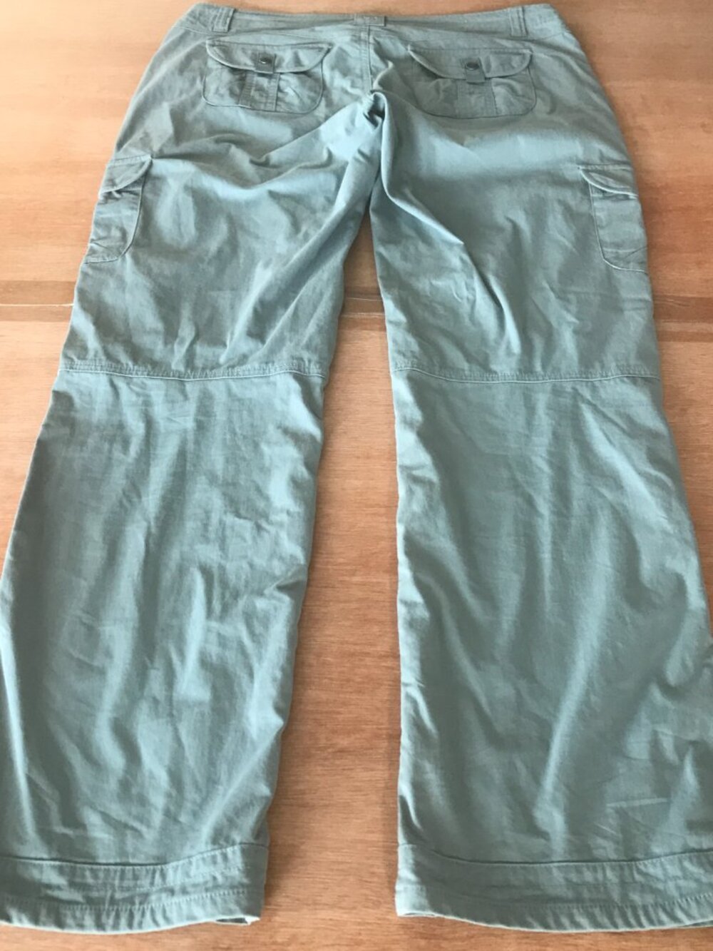 Kuhl Vintage Patina Dye Utility Cargo Pants Women 12 Blue Mid Rise Snap Cuff - Picture 2 of 15